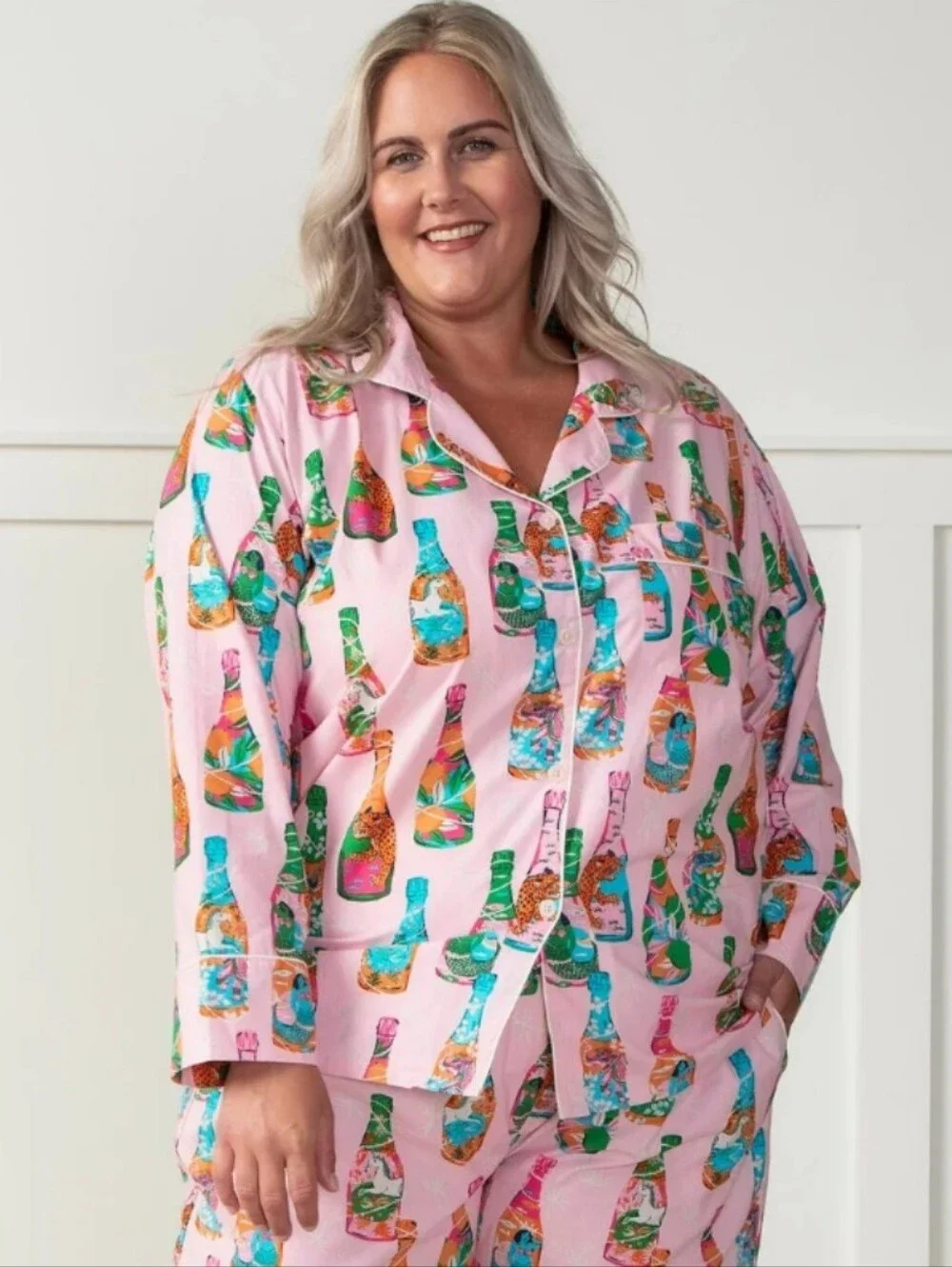 Printfresh Pop The Bubbly Long Sleeve Button Up Shirt